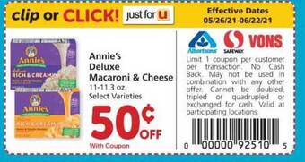Albertsons Annie's Deluxe Macaroni & Cheese offer