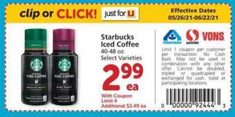 Albertsons Starbucks Iced Coffee offer