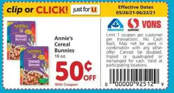 Albertsons Annie's Cereal Bunnies offer