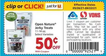 Albertsons Open Nature Jerky Treats offer