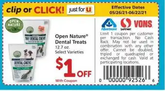 Albertsons Open Nature Dental Treats offer