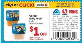 Albertsons Gerber Baby Food offer