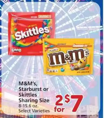 Albertsons M&M's Starburst Or Skittles Sharing Size offer
