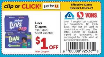 Albertsons Luvs Diapers offer
