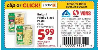 Albertsons Buitoni Family Sized Pasta offer