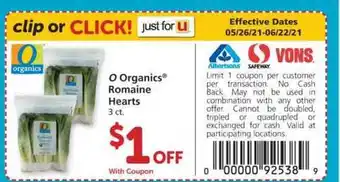 Albertsons O Organics Romaine Heart offer