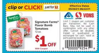 Albertsons Signature Farms Flavor Bomb Tomatoes offer