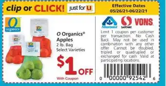 Albertsons O Organics Apples offer