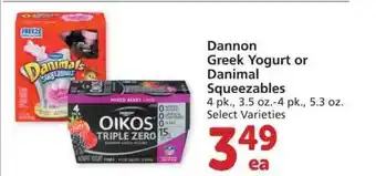 Albertsons Dannon Greek Yogurt Or Danimal Squeezables offer
