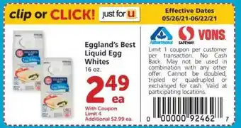 Albertsons Eggland's Best Liquid Egg Whites offer