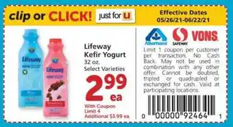 Albertsons Lifeway Kefir Yogurt offer