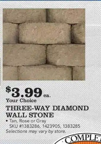 Three-way Diamond Wall Stone