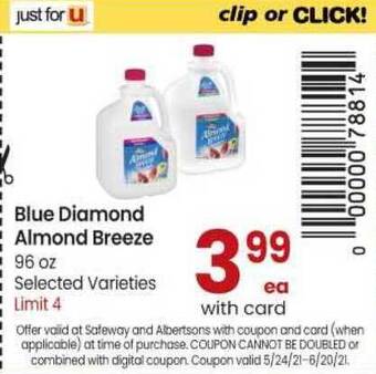 Safeway Blue Diamond Almond Breeze offer