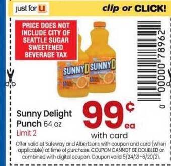 Safeway Sunny Delight Punch offer