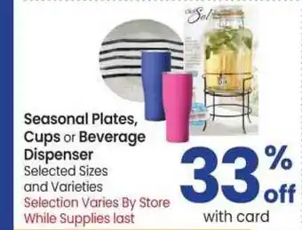Safeway Seasonal Plates , Cups Or Beverage Dispenser offer