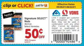 Safeway Signature Select Nuts offer