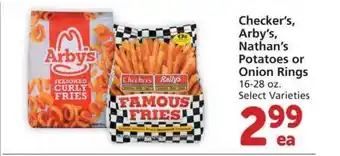 Safeway Checker's, Arby's, Nathan's Potatoes Or Onion Rings offer