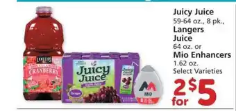 Safeway Juicy Juice , Langers Juice Or Mio Enhancers offer