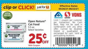 Safeway Open Nature Cat Food offer