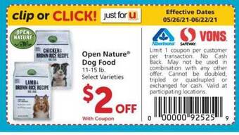 Safeway Open Nature Dog Food offer