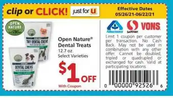 Safeway Open Nature Dental Treats offer