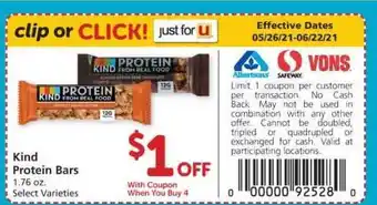 Safeway Kind Protein Bars offer