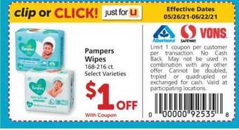 Safeway Pampers Wipes offer
