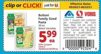 Safeway Buitoni Family Sized Pasta offer