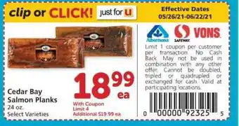 Safeway Cedar Bay Salmon Planks offer