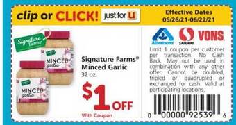 Safeway Signature Farms Minced Garlic offer