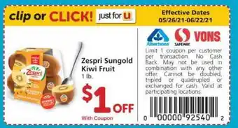 Safeway Zespri Sungold Kiwi Fruit offer