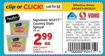 Safeway Signature Select Country Style Spread offer