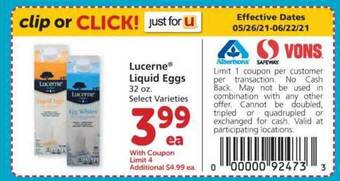 Safeway Lucerne Liquid Eggs offer