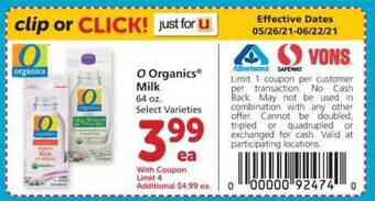 Safeway O Organics Milk offer