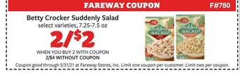 Fareway Betty Crocker Suddenly Salad offer