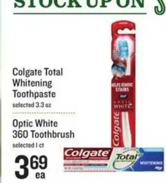 Lowes Foods Colgate Total Whitening Toothpaste , Optic White 360 Toothbrush offer