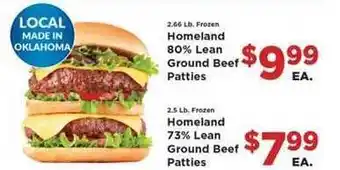Homeland Market Homeland 80% Lean Ground Beef Patties , Homeland 73% Lean Ground Beef Patties offer