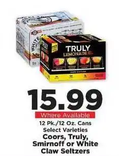 IGA Coors, Truly, Smirnoff Or White Claw Seltzers offer