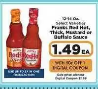 IGA Franks Red Hot, Thick, Mustard Or Buffalo Sauce offer