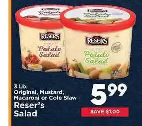 IGA Original, Mustard, Macaroni Or Cole Slaw Reser's Salad offer