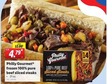 Lidl Philly Gourmet Frozen 100% Pure Beef Sliced Steaks offer