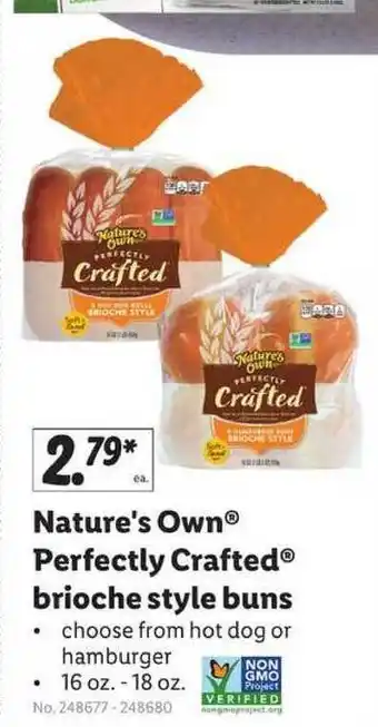Lidl Nature's Own Perfectly Crafted Brioche Style Bun offer