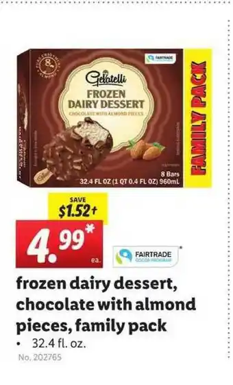 Lidl Frozen Dairy Dessert, Chocolate With Almond Pieces, Family Pack offer