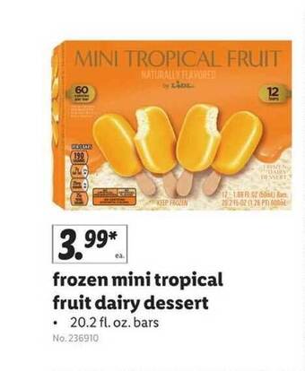 Lidl Frozen Mini Tropical Fruit Dairy Dessert offer