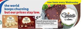 Lidl Gelatelli Almond Mini Sticks Frozen Dairy Dessert Bars offer