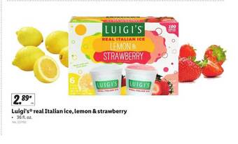 Lidl Luigi's Real Italian Ice, Lemon & Strawberry offer