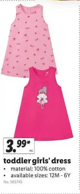 Lidl Toddler Girls' Dress offer