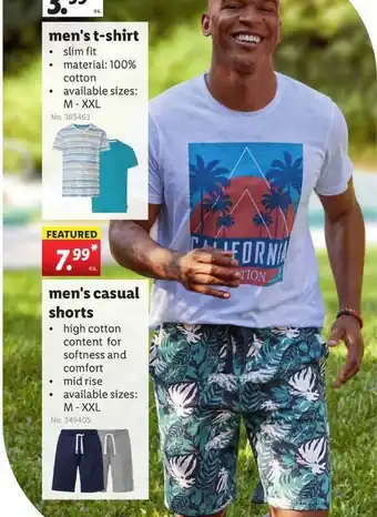 Lidl Men's T-shirt, Men's Casual Shorts offer