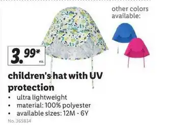 Lidl Children's Hat With Uv Protection offer