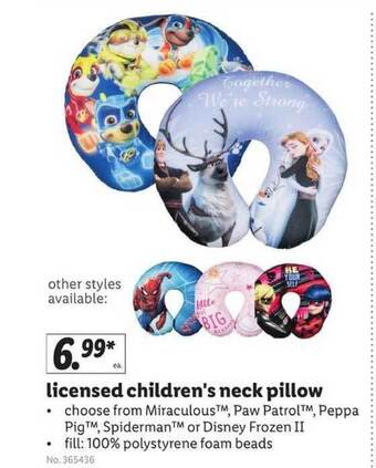 Lidl Licensed Children's Neck Pillow offer